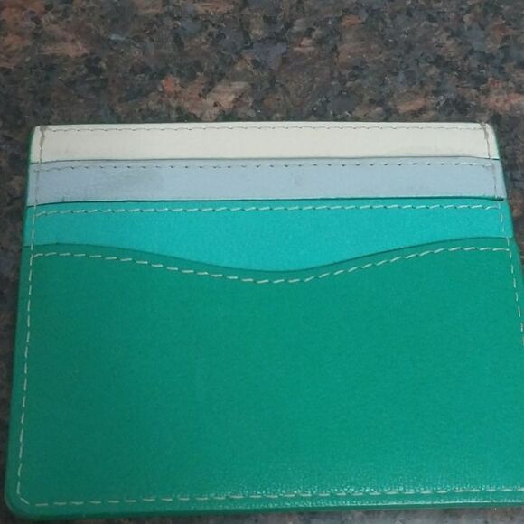J. Crew Teal and Cream Card Holder And  J, Crew Gold RHINESTONE Barette....NEW - Picture 5 of 6